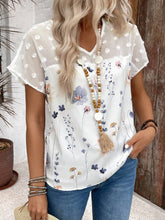 Floral Print V-Neck Flutter Sleeve Casual Top OutfitFlow